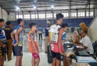 Seleksi atlet bola voli di GGT Ciamis.