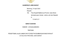 Surat Edaran (SE) Nomor 37/HUB.02/KESRA yang melarang segala bentuk pungutan atau sumbangan masyarakat di jalan umum se-Jawa Barat.
